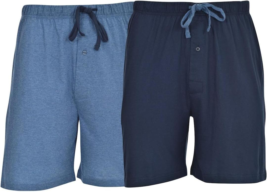 Hanes Mens Sleep Shorts 2 Pack - Cotton, 7.5" Inseam, Athletic, Pajamas, Soft Loungewear, Pantalones Cortos (3X-Large, Blue/Navy)
