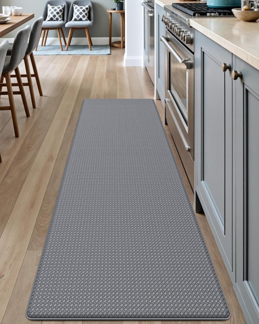 DEXI Kitchen Floor Mats Cushioned Anti Fatigue,17x59, Standing Runner Rug Waterproof, Comfort Memory Foam Padded for Front Sink Laundry, Grey