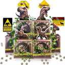 Dinosaur Party Decorations Set – 6 Dino Boxes with 3D Toppers, 4 Signs, 2 Vines, Caution Tape & 40 Footprint Stickers – Dino Birthday Supplies, Baby Shower & Jurassic Room Decor