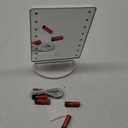 Verybella Make-Up Mirror for Table Colour Pink LED Lights Adjustable Turn On Touch Turn and Tilt up to 180 Degrees Size 6 x 10 in, White.