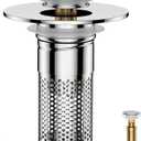Bathroom Sink Drain Strainer,Universal Pop-Up Sink Stopper Hair Catcher, Anti-Clog Stainless Steel Drain Filter Basket, Removable Sink Drain for Bathroom Sink Stopper (Silver)