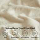 BEDELITE Velvet Fitted Sheet and Pillowcase Set, Luxury Soft Fuzzy Bottom Sheet with Reinforced Elastic Corner Straps, Deep Pocket up to 15 Inch, 1 Fitted Sheet and 1 Pillowcase (Twin, Cream)