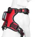 PoyPet No Pull Dog Harness, No Choke Front Clip Reflective Dog Vest with Soft Padded Vertical Handle, 3 Leash Attachments for Small Medium Large Dogs (Red,S)