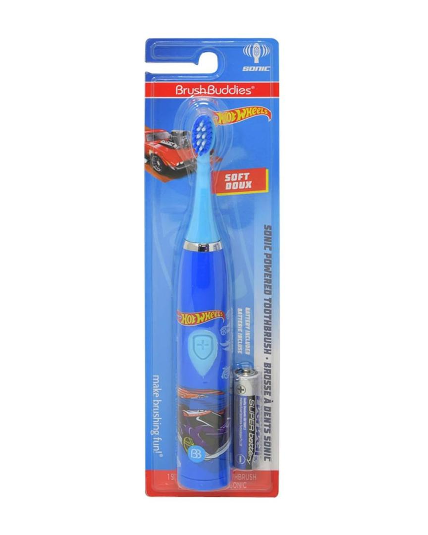 Brush Buddies Hot Wheels Battery Powered Sonic Electric Kids Toothbrush, Soft Bristles, Rounded Head, Children, Boys, Girls. Blue