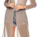 Totatuit Long Summer Cardigan for Women Lightweight Open Front Tops Solid Duster Swimwear Beach Cover Up Size XL