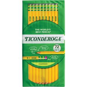 Ticonderoga Wood-Cased Pencils, Pre-Sharpened, 2 HB Soft, Yellow, 72 Count