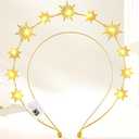 DRESBE Light Up Greek Goddess Headband LED Baroque Star Crown Headbands Glow Rhinestone Hair Accessories for Women (Gold)