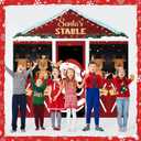 4 Pcs Christmas Reindeer Stable Door Cover Cute Front Door Xmas Decorations Elk Reindeer Hanging Banner Backdrop for Home Decor Holiday Photo Booth Props