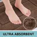Buganda Bathroom Rugs, 30" x 20", Soft and Absorbent Microfiber Bath Rugs, Non-Slip Shaggy Shower Carpet, Machine Wash Dry Bath Mats for Bathroom Floor, Tub and Shower, Brown