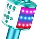 BONAOK Karaoke Microphone for Kids & Adults - Bluetooth Microphones Singing Mic with Disco Lights, Echo Effect, Built-in Speaker Portable Karaoke Player for Party Travel Gifts Q78(Ice Blue)