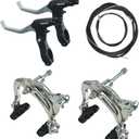 CYSKY Bike Brakes Set, Front and Rear C-Type Brakes Calipers, Include Inner and Outer Cables and Bike Brake Levers Kit for MTB Road Bicycle (Silver)
