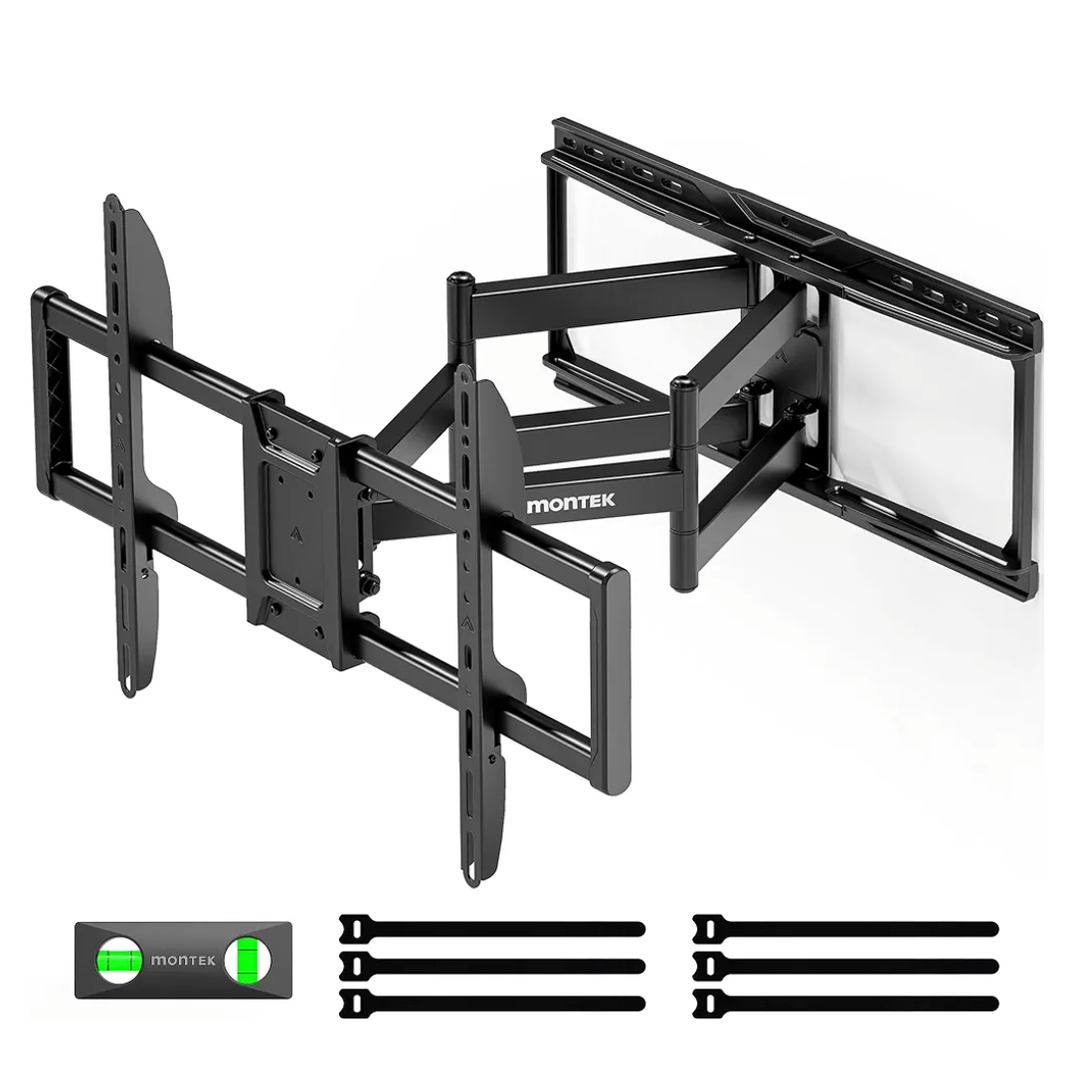 monTEK Heavy Duty TV Wall Mount for 37-90 Inch TVs up to 165lbs, 4X Load Tested, 25.1" Extended Full Motion Dual Articulating Arms, Fits 12/16/18/24" Studs, Tool-Free Tilt/Swivel, Max VESA 600x400mm