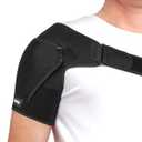 Lebilp Shoulder Brace with Adjustable Compression Sleeve Rotator Cuff Support & Arm Sling, Hot/ Cold Pack Compatible, Breathable Stabilizer for Pain Relief, Fits Left/ Right Arm, Men & Women (Large)