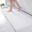 Luxury Chenille Bathroom Rug Mat, Extra Soft Thick Absorbent Shaggy Bath Rugs, Non-Slip Machine Wash Dry, Plush Bath Mats for Bathroom, Shower and Tub, 60x20, White