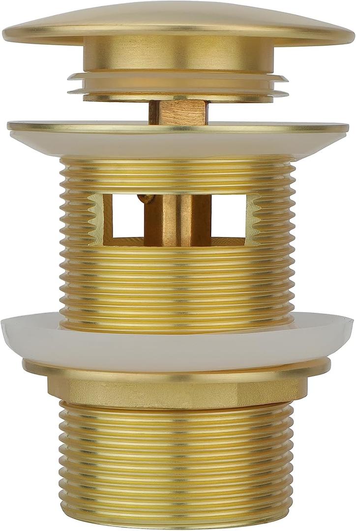 Brass Freestanding Tub Drain, Pop Up Freestanding Tub Drain Plug, Fits Most Freestanding Tub Drain Kits (Brushed Gold)