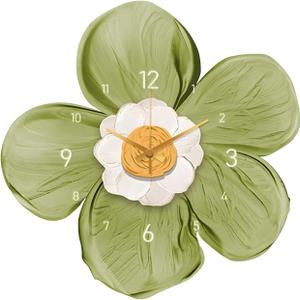 Ergocar Wall Clock, Art Deco Crystal Porcelain Flower Modern Wall Clock, Battery Powered Suitable for Living Room, Bedroom, Study, Office