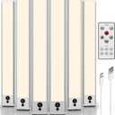 EZVALO Under Cabinet Lights,14.5'' Motion Sensor Light Indoor Dimmable, 4000mAh Rechargeable Closet Lights 3500K with Remote Control, Wireless Under Counter Light for Kitchen, Cabinet (Warm-6Pack)