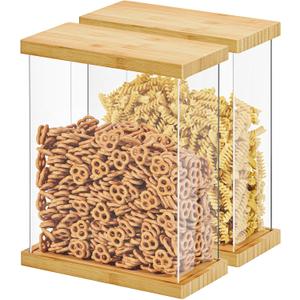 SpaceAid Bamboo Food Storage Container - Airtight Cereal Containers with Lids, Kitchen Cereal Canisters Pantry Organizers and Storage for Rice, Flour, Coffee, Snack, Small 2 Pack