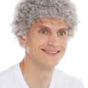 Grey Afro Wig for Men Short Curly Halloween Disco Rock Heat Resistant Synthetic Wigs with Wig Cap