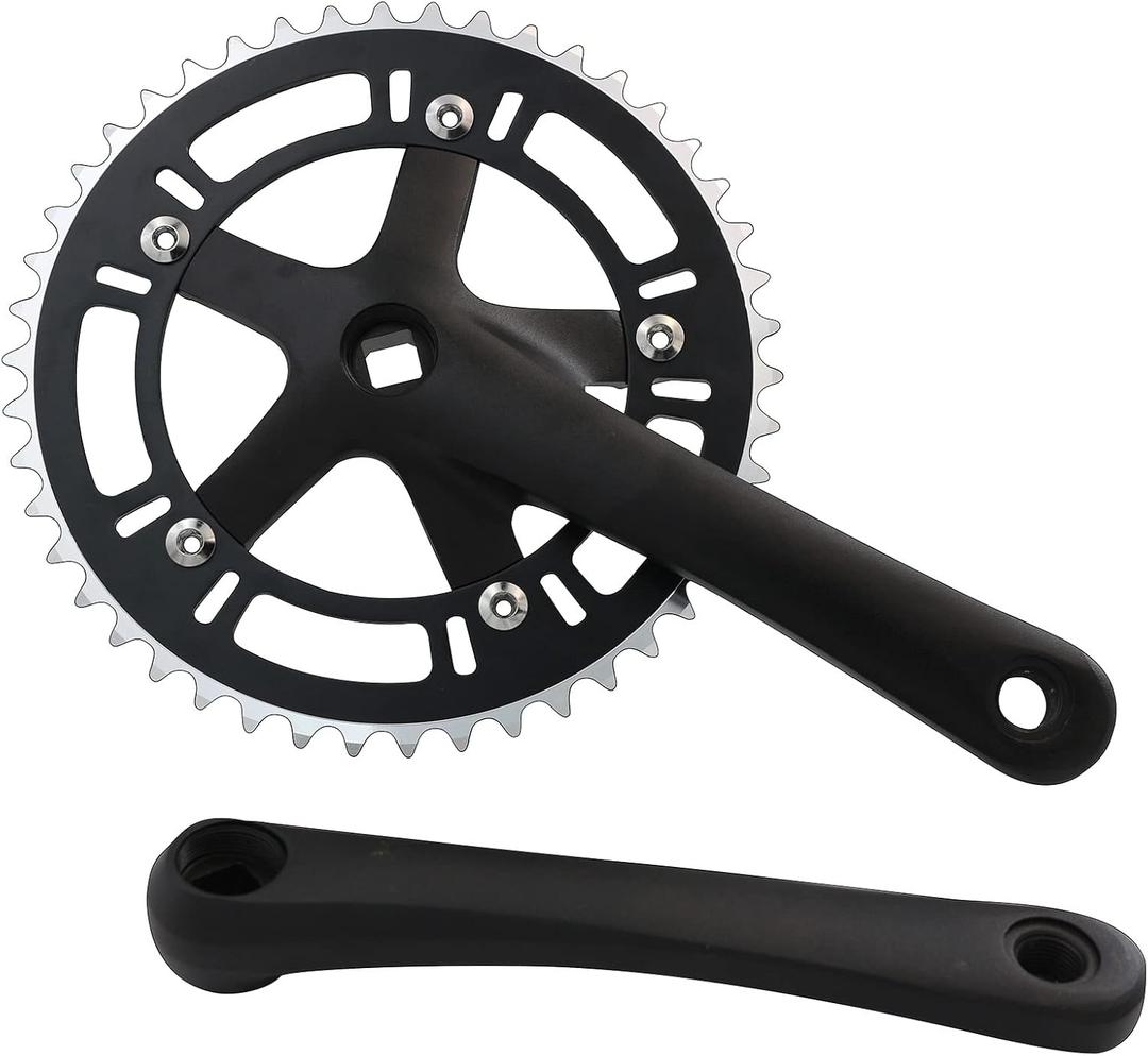 Urban Folding Bicycle Crank Set Single Tooth Disc 46T 130BCD 170mm Crankset is Suitable for Most Single Speed Bicycles (black)