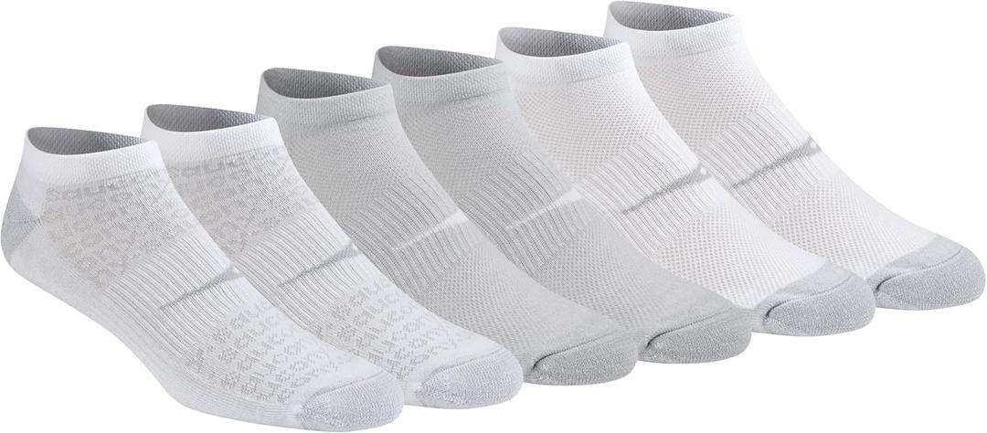 Saucony Men's Multi-Pack Mesh Ventilating Comfort Fit Performance No-Show Socks, White Repreve (6 Pairs), Large