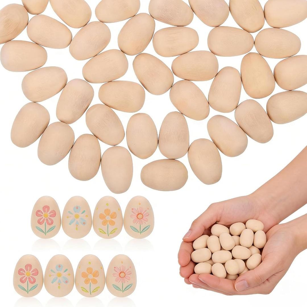 2 x 200pcs Mini Wood Eggs for Crafts Unfinished Easter Eggs DIY Painting Crafts Easter Decorations 0.7 Inch