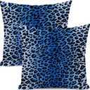 AEIOAE Navy Blue Leopard Print Pillow Covers 18x18 Inch 2 Pcs,Cheetah Print Decorative Throw Pillows,Animal Wildlife Farmhouse Indoor Outdoor Decor Pillowcase Cushion Cover for Home Couch Sofa Bed
