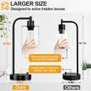Set of 2 Industrial Table Lamps with USB C+A Ports and Outlet, Fully Stepless Dimmable Bedside Lamps for Bedrooms, Nightstand Desk Lamp with Glass Shade for Reading Living Room Office (Bulbs Included)