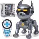 Top Race Robot Dog Toy - Interactive Fun and Educational STEM Remote Control Robot Toy for Kids - Dances, Sits, Stands, Barks, Walks - Rechargeable - Plastic Pet Robot - Dark Grey