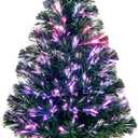 3FT Fiber Optic Green Christmas Tree Artificial Tree with Stand,Pre-lit Full Xmas Tree with Top Star Perfect for Indoor Holiday Decoration