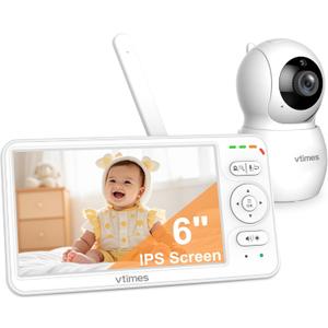 Baby Monitor with Camera and Audio, 6'' IPS Screen with 30-Hour Battery, Baby Monitor No WiFi Night Vision, ECO, 2-Way Audio, Pan-Tilt-Zoom, Baby Camera Monitor with 1000ft Range, Ideal Gift Baby Monitor with Camera and Audio, 6'' IPS Screen with 30-Hour Battery, Baby Monitor No WiFi Night Vision, ECO, 2-Way Audio, Pan-Tilt-Zoom, Baby Camera Monitor with 1000ft Range, Ideal Gift