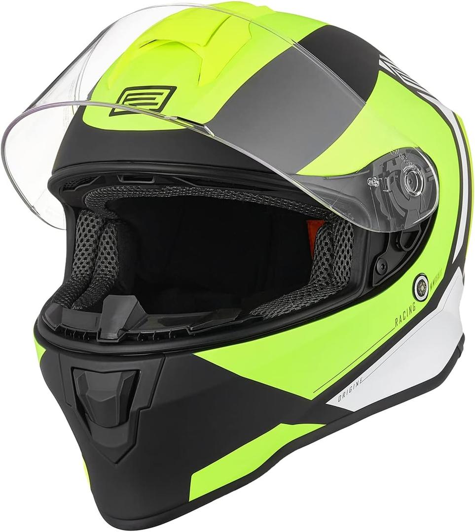 ORIGINE On Road Full Face Motorcycle Helmet, DOT Approved (X-Small, Bolt Flip Yellow)