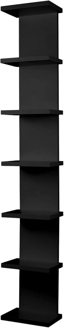 7 Tier Wall Shelf Unit - Lack Floating Shelf, Compact Display Floating Shelf, Vertical Column Wall Decor Mount Floating Storage Organizer Tall Tower Shelf for Bedrooms, Living Rooms(Black)