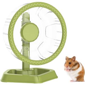 Hamster Wheel, Quiet Spinner Hamster Running Exercise Wheel with Adjustable Stand for Small Animals Syrian Dwarf Gerbils Mice (Green, Small(6.3 inch))