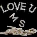 Locacrystal 68Pcs Bling Rhinestone Alphabet Letter Stickers, 34 Letters Self-Adhesive hotfix Crystal Rhinestones Word Stickers for Cars Arts Crafts Clothing DIY Decoration (White/Silver)