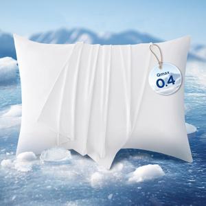 Bedsure Cooling Pillow Cases for Hot Sleepers, Cool Pillowcases for Night Sweats, Zipper Pillow Cases Queen Set of 2, Silky Soft & Breathable Cold Pillow Covers for Hair & Skin, White, 20x30 Inches