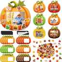 Fovths 24 Pack Fall DIY Foam Picture Frames Craft Kit Thanksgiving Autumn Pumpkin Photo Frame Ornaments with 300 Stickers for Thanksgiving Gifts Holiday Home Party Activities