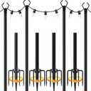 Mutovlin 4 Pack String Light Poles,10 Ft Light Poles for Outside String Lights,Outdoor Lights Pole with Fork,Metal Poles Stand for Patio Deck Backyard (10FT 4 Pack)