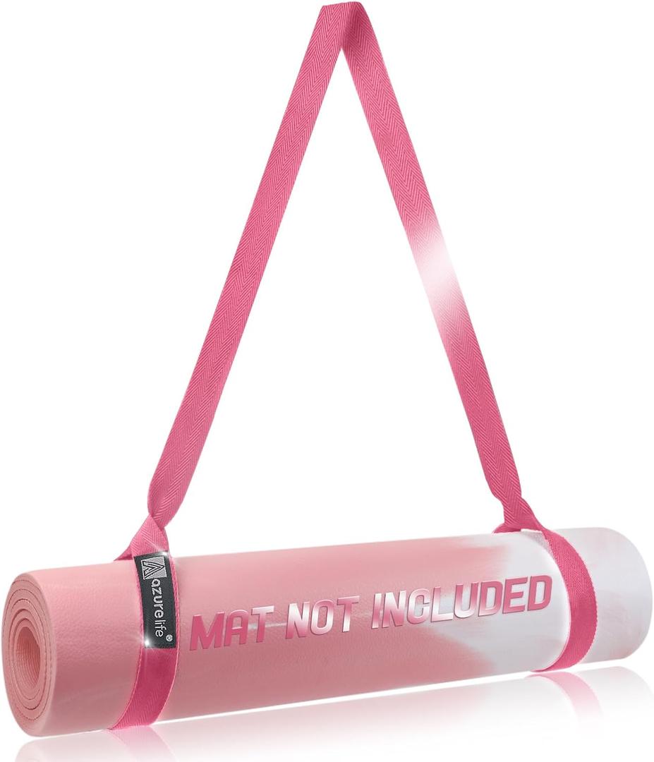 A AZURELIFE [MAT NOT Included] Yoga Mat Sling, Yoga Mat Straps for Carrying, Easy-Cinch Yoga Mat Holder Strap (Pink)