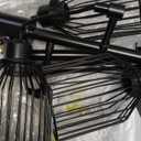 Dimmable Floor Lamp for Living Room, Farmhouse Floor Lamps with Elegant Hanging Cage, 3 x LED Edison Bulbs Included, 68.5" Industrial Standing Light for Bedroom Office Home Decor (Black)