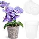 TRUEDAYS 4 Pack Orchid Pots with Holes, 6 Inch Clear Plastic Pots for Plants, Flowers