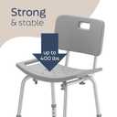 Medline Bath Chair, Bench, Seat, Stool for Disabled, Seniors & Elderly Bathroom Transfer Inside Shower/Tub/Bathtub 400 Lbs. Capacity, Gray
