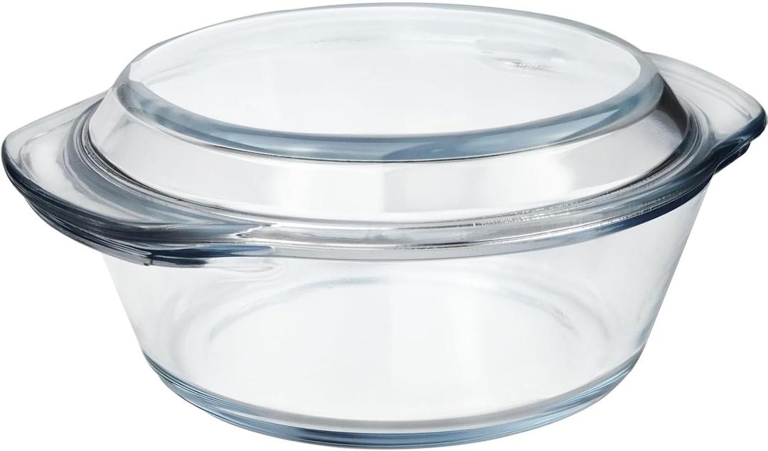 Small Glass Casserole Dish With Glass Lid, 1L Covered Glass Microwavable Bowl Oven Safe, Easy Grab Glass Baking Dish for Oven
