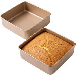 Square Baking Pan, 2 Pack Square Cake Pan Cake Baking Pans Nonstick Square Brownie Pans For Bread, Brownie, Cake, Lasagna (7.1 x 7.1 x 3 inches)