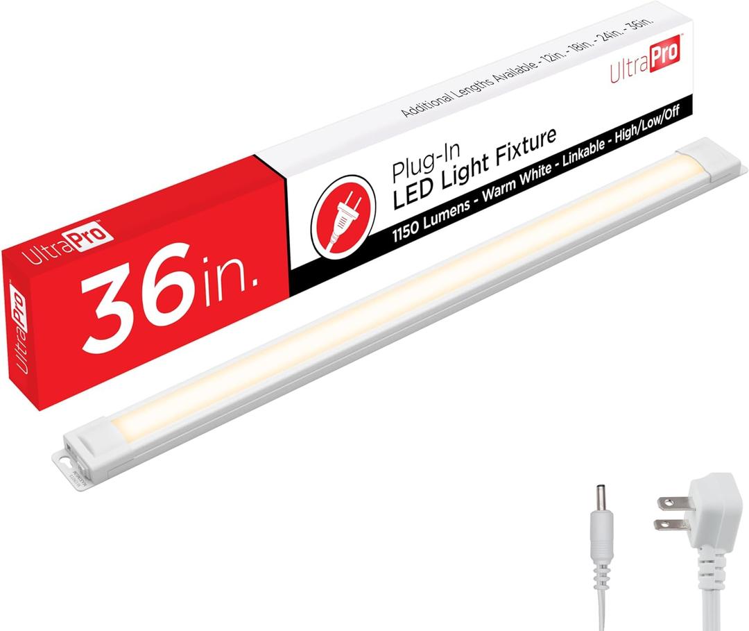 UltraPro 36 inch Plug-in Linkable Under Cabinet Lights, High/Low/Off, Warm White Light (2700K), LED Under Cabinet Lighting, Under Counter Lights for Kitchen, 44108