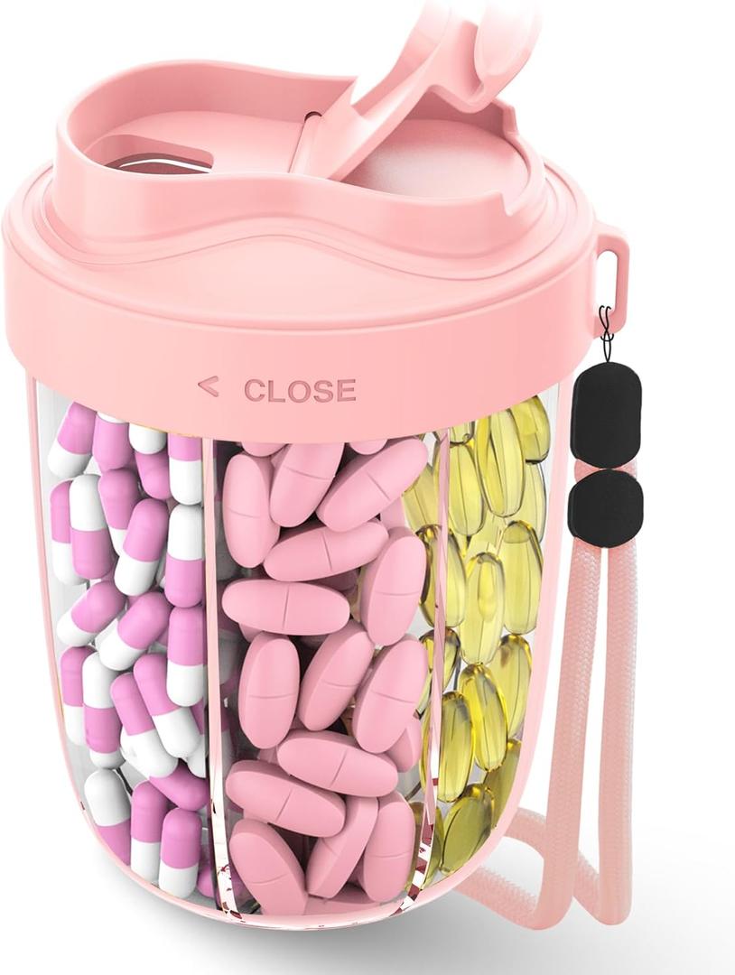 Large Pill Organizer,Supplement Organizer for 7 Different Vitamins,Pill Dispenser with Anti-Mixing Design,Easy to Retrieve Meds,Includes 20 Pcs Labels,Travel Pill Organizer(Pink) Large Pill Organizer,Supplement Organizer for 7 Different Vitamins,Pill Dispenser with Anti-Mixing Design,Easy to Retrieve Meds,Includes 20 Pcs Labels,Travel Pill Organizer(Pink)