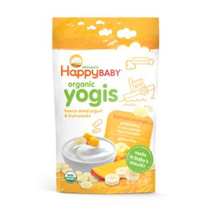 Happy Baby Organic Yogis Freeze-Dried Yogurt & Fruit Snacks Banana Mango, 1 Ounce Bag Organic Gluten-Free Easy to Chew Probiotic Snacks for Babies & Toddlers, BBD: JULY 18, 2026