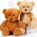 Wettarn 1 Pack Plush Bear Stuffed Animal 18 Inch Cuddly Stuffed Bears Plush with Bow for Kids Birthday Children's Day Baby Shower Party Favor Decors(Light Brown)