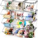 Yerliker 12 Pcs Clear Plastic Storage Bins with Lids Large Stackable Pantry Storage Organizer Bins Kitchen Organization Cabinet Organizers Ideal Containers for Fridge, Kitchen, Cabinets (Clear)