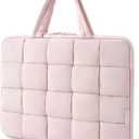 BAGSMART 15.6 Inch Laptop Case, Lightweight Puffy Laptop Sleeve with Handle, Compatible with MacBook Air Pro 15 16 Inch M4 M3 M2 M1, Laptop Bag for Women Fitted with Dell,HP, Pink